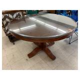 Round table with glass, approx d 4ft x H 30in