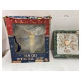 Vntg Xmas tree topper & glass bell ornaments