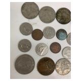 Assorted coins and empty coin books