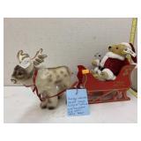 Vntg Steiff Bear, Sleigh, Reindeer