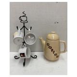 Coffee pitcher, mugs, & tree