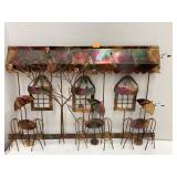 Metal cafe scene wall hanging