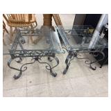 2 Outdoor Table w/ Metal Frame and Glass Top