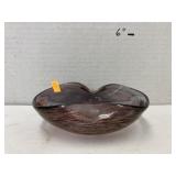 Hand blown glass ashtray (copper colored)