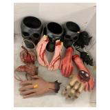 Halloween Decor, Ceramic Skulls, Rubber Body
