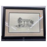 Bandstand in city square framed art