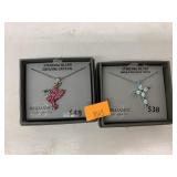 Humming bird necklace and cross necklace