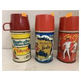 3 Vntg Thermos, Go Go, Barbie, Circus