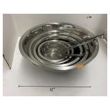 Metal mixing bowls and whisks