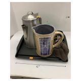 Pitcher, percolator, metal cook top, misc
