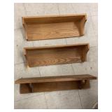 Wooden shelves