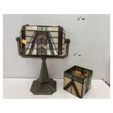 Stained glass candle holders (sm. one cracked)