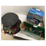 Christmas lights and snowman hat decor