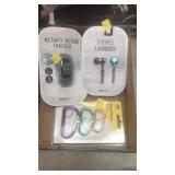 Tracker, earbuds, keychains