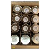 A box with 12 buckets of gift tags (50 in each)