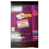 A box of 100 name badges