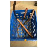 4 Weed sickles and old mill crate