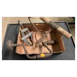 2 ice/hay picks, hand drill, auto pully?  lot