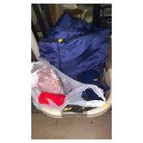 Sleeping bag, kettle, cups, miscellaneous