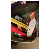 Tote of outside toys