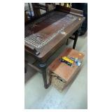 Wooden Table,woven Basket,train pc, master lock