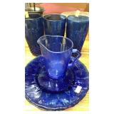 Blue Glass lot w/Shirley Temple Imprint