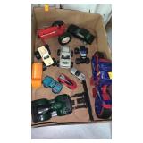 Flat of toy cars and trucks