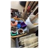 Group lot tools, Brushes, bucket, trays, misc