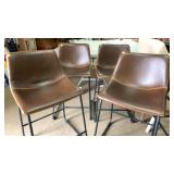 Set of 4 Bar Stools-Metal legs-RoundHill Furniture