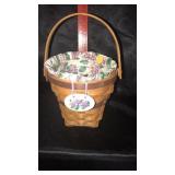 Longaberger basket w/ liner, protector & charm