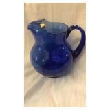 Large blue pitcher