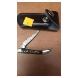 Damascus pocket knife w/ sheath