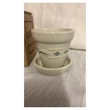 Longaberger Pottery Small Flower Pot w/box