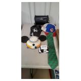 Flat of misc. 3Mickey Mouse hats, purse, tie