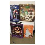 Four lighted decorations.  Halloween & Christmas