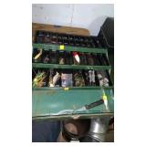 Metal Fishing Tackle Box w/fishing tackle & misc
