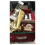 Misc Christmas items in storage box