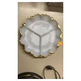 White / gold divided plate