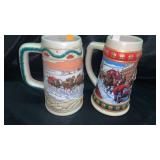 2 Steins - Budweiser Holiday Collection Hometown