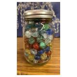 Mason jar of marbles