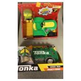 TONKA garbage truck & a tractor