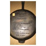 Wagner 10"  iron skillet.  3 1/2" Deep Chicken