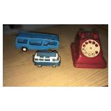 Lot of 3.  Vintage toys. Blue Buddy L. Pressed