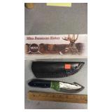 MIAA Damascus Knife.  9" w/ sheath.