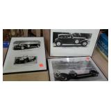 Lot of 3 framed pictures of classic cars