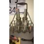 2 Vntg Glass Oil Fill Bottles & Wire Carrying Rack
