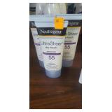 3 bottles Neutrogena ultra sheer dry touch