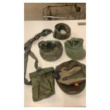 Military Hats, bag, belt
