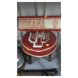 IU sign/ hook rack & foot stool.