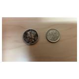 2 Coins - 1934 Mercury Silver Dime & 1964 Belgie